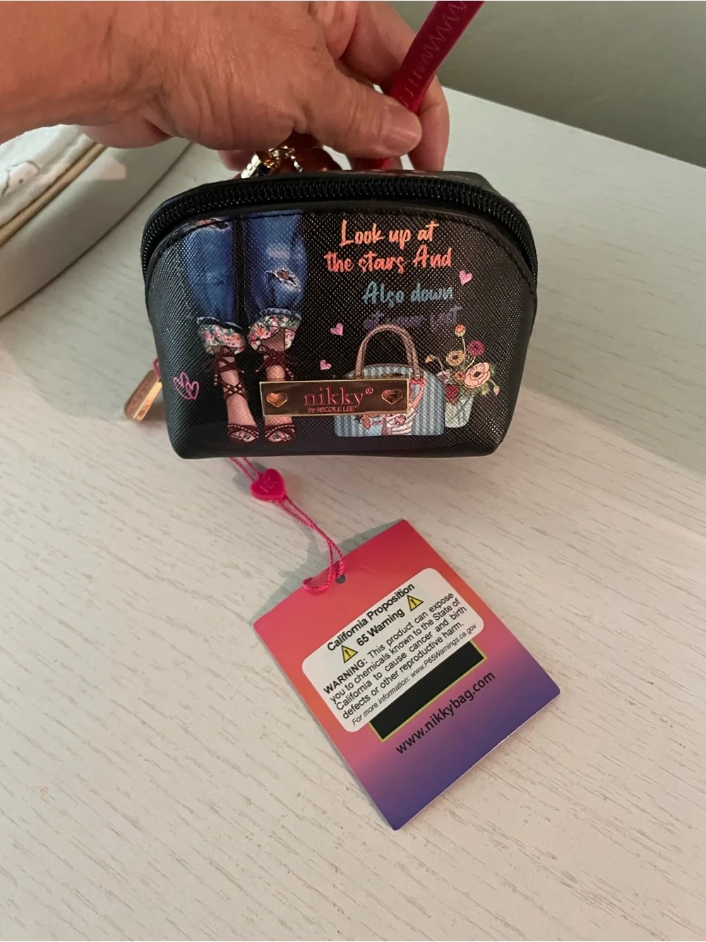 Pink Tassel Wristlet Clutch - Cute Printed Mini Bag